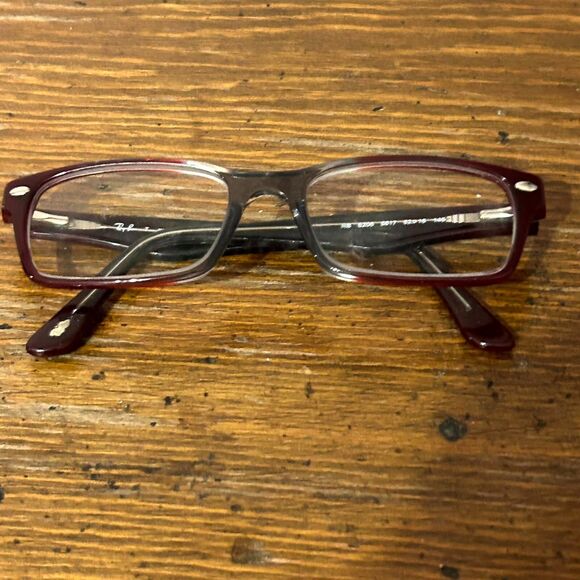 Ray Ban Optics RB5206-5517 Eyeglasses Maroon Gray Full Rim Rectangle FRAMES ONLY - Picture 7 of 7